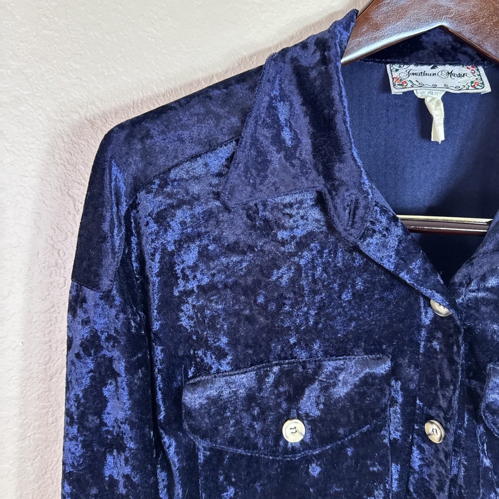 Vintage 90s Jonathan Martin Mo Velvet Button Up Top Womens Small‎ - Picture 2 of 5